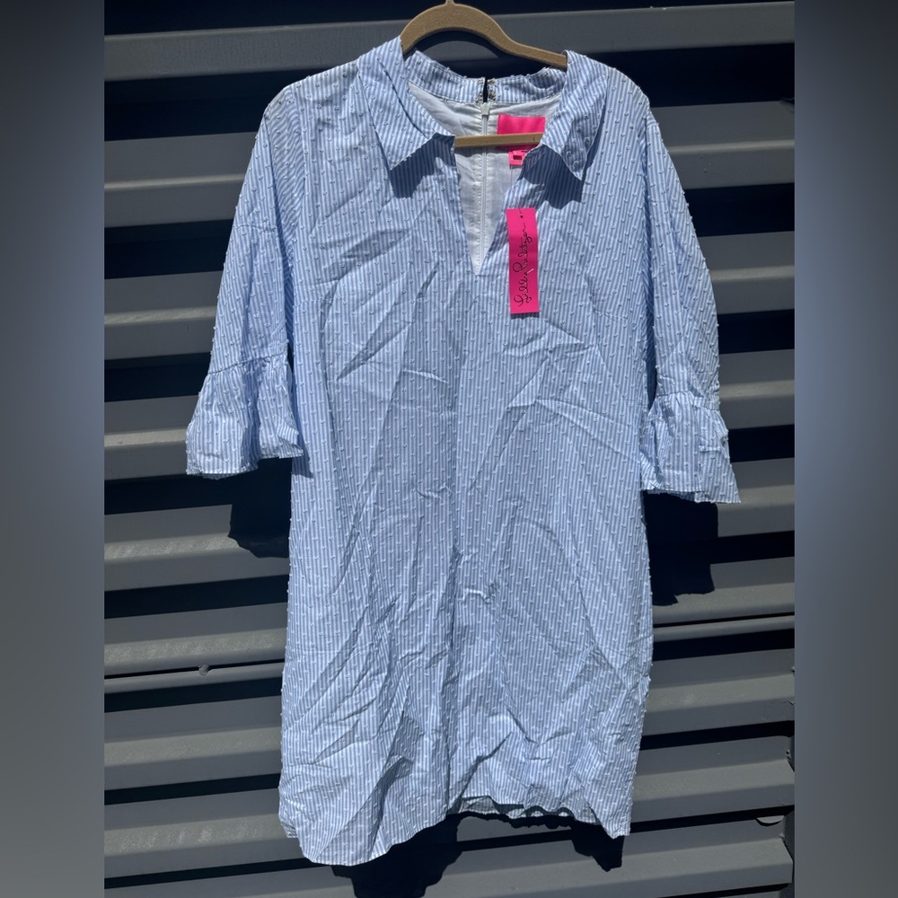 Lilly Pulitzer Light Blue Textured Shirt Dress